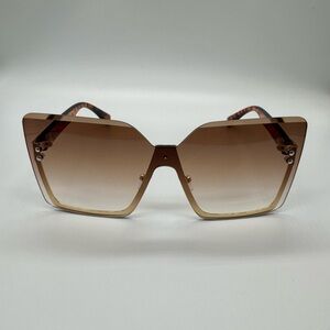 Trendy Half-Frame Metal Sunglasses – Elegant & Stylish w/UV Protection - Brown